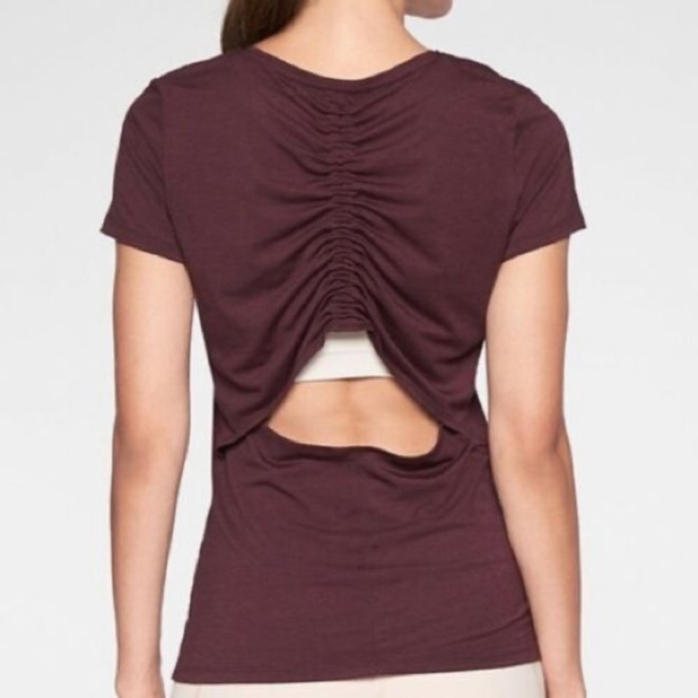 Athleta Encore Cinch Open Back Short Sleeve Top